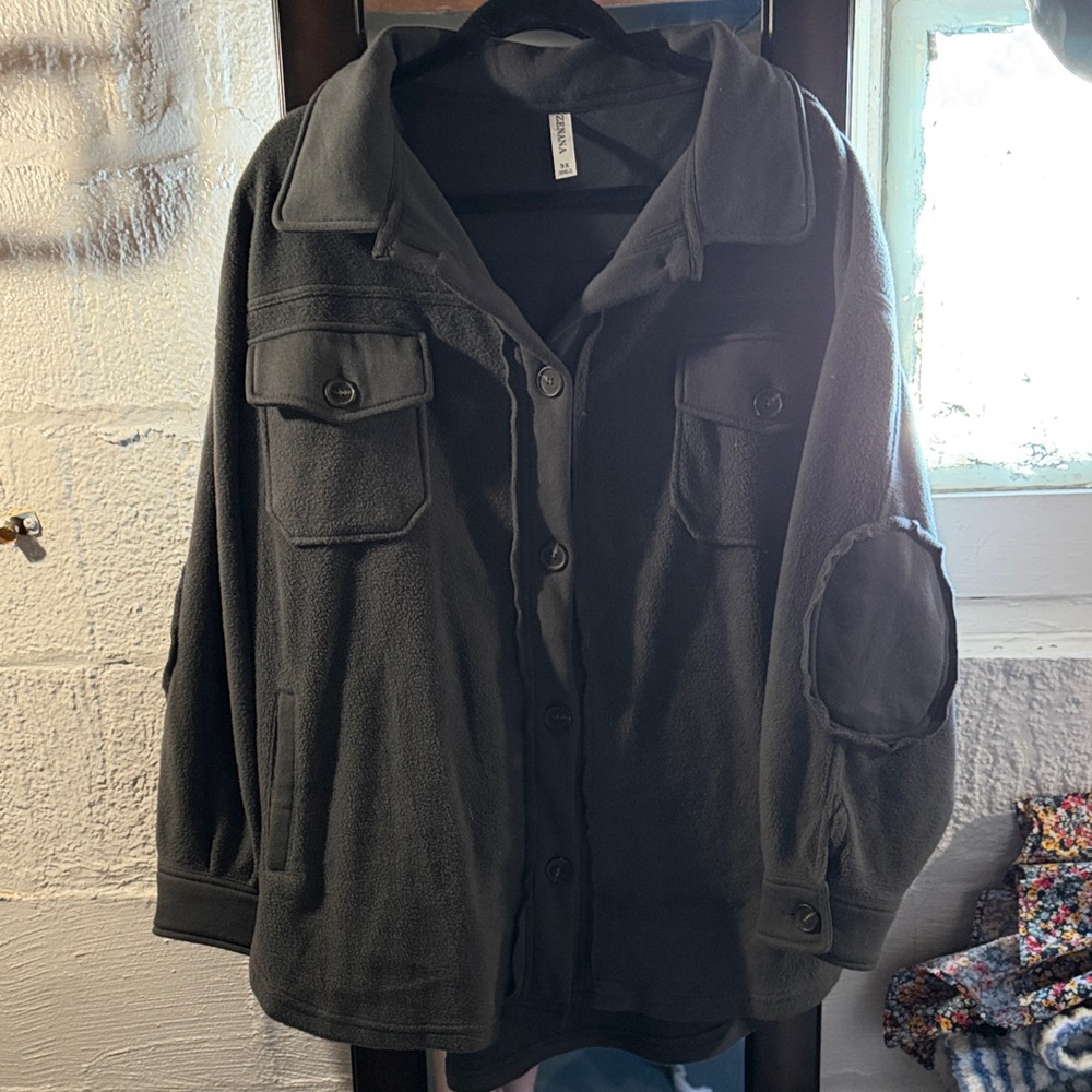 Zenana Outfitters Charcoal Shirt Jacket
